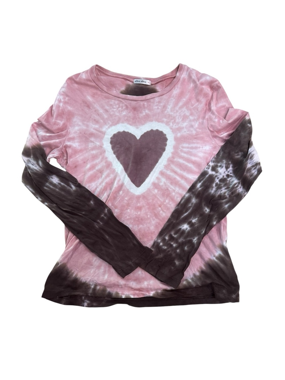 Allen Allen Women's Tie-Dye Heart Long Sleeve Top pink/brown Size XL